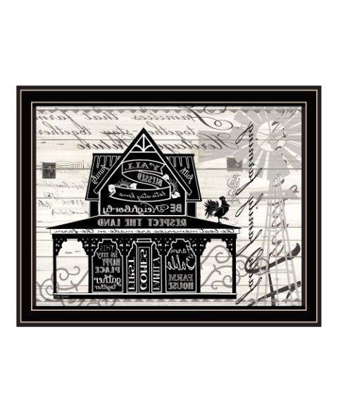 Homeroots Y'all Blessed Farmhouse Rustic Wall Art Print – Stylish Framed Decor For Modern Home Aesthetics Black And Gold Wood 529766