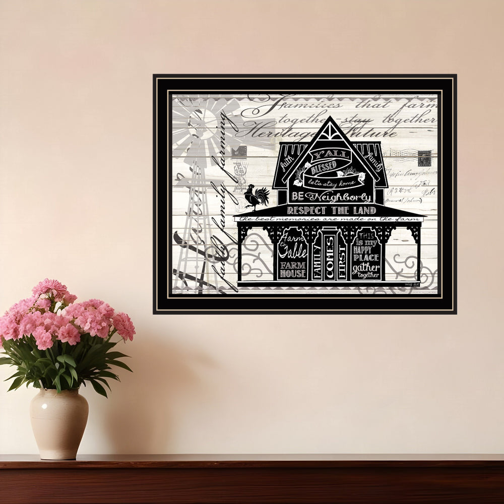 Homeroots Y'all Blessed Farmhouse Rustic Wall Art Print – Stylish Framed Decor For Modern Home Aesthetics Black And Gold Wood 529766