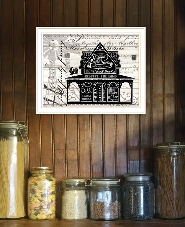 Homeroots Y'all Blessed Farmhouse Rustic Wall Art Print – Stylish Framed Decor For Modern Home Aesthetics White Wood 529767