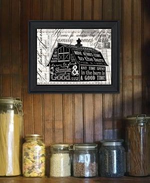 Homeroots Simple Rustic Barn Black Framed Print Wall Art - Stylish Decor For Modern Farmhouse Aesthetic Charcoal Wood 529768