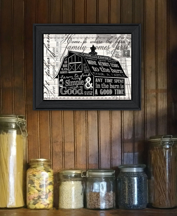 Homeroots Simple Rustic Barn Black Framed Print Wall Art - Stylish Decor For Modern Farmhouse Aesthetic Charcoal Wood 529768