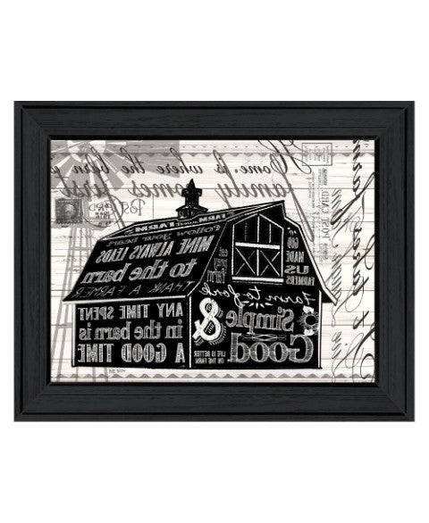 Homeroots Simple Rustic Barn Black Framed Print Wall Art - Stylish Decor For Modern Farmhouse Aesthetic Charcoal Wood 529768
