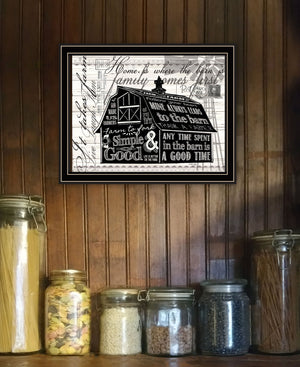 Homeroots Simple Rustic Barn Black Framed Print Wall Art - Stylish Decor For Modern Farmhouse Aesthetic Black And Gold Wood 529769