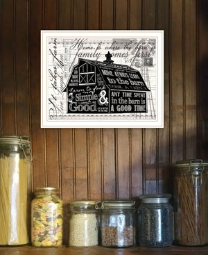 Homeroots Simple White Framed Barn Print Wall Art – Rustic Decor For Trendy Farmhouse Vibes & Stylish Spaces  Wood 529770