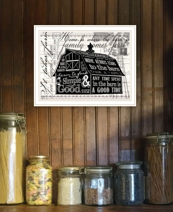 Homeroots Simple White Framed Barn Print Wall Art – Rustic Decor For Trendy Farmhouse Vibes & Stylish Spaces  Wood 529770