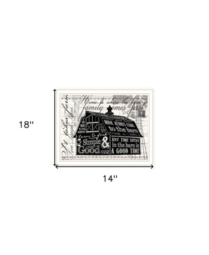 Homeroots Simple White Framed Barn Print Wall Art – Rustic Decor For Trendy Farmhouse Vibes & Stylish Spaces  Wood 529770