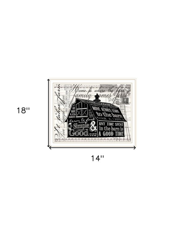 Homeroots Simple White Framed Barn Print Wall Art – Rustic Decor For Trendy Farmhouse Vibes & Stylish Spaces  Wood 529770