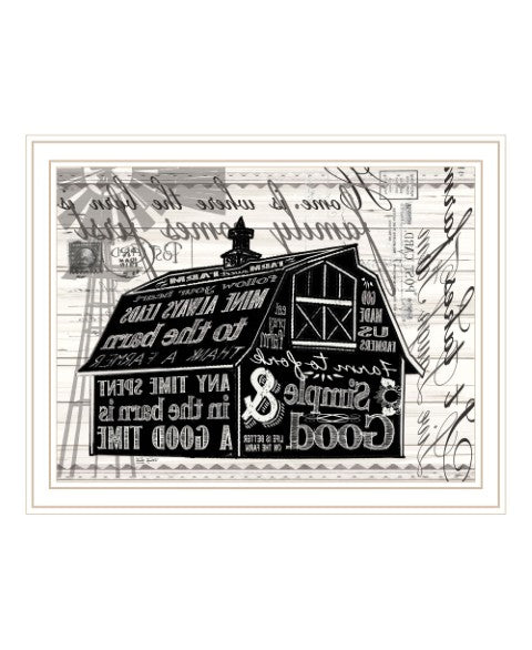 Homeroots Simple White Framed Barn Print Wall Art – Rustic Decor For Trendy Farmhouse Vibes & Stylish Spaces  Wood 529770