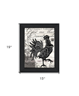 Homeroots Welcome To The Farm Chicken Wall Art - Black Framed Rustic Decor For Modern Farmhouse Style  Wood 529771