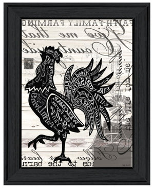 Homeroots Welcome To The Farm Chicken Wall Art - Black Framed Rustic Decor For Modern Farmhouse Style  Wood 529771