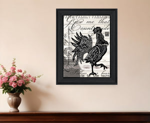 Homeroots Welcome To The Farm Chicken Wall Art - Black Framed Rustic Decor For Modern Farmhouse Style  Wood 529771