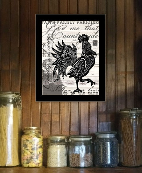 Homeroots Welcome To The Farm Chicken Rustic Black Framed Print Wall Art – Trendy Farmhouse Decor Accent Black Wood 529772