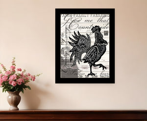 Homeroots Welcome To The Farm Chicken Rustic Black Framed Print Wall Art – Trendy Farmhouse Decor Accent Black Wood 529772