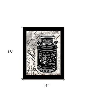 Homeroots Farm Sweet Farm Milk Can Black Framed Print - Rustic Wall Art For Modern Farmhouse Decor 18"X14"  Wood 529773