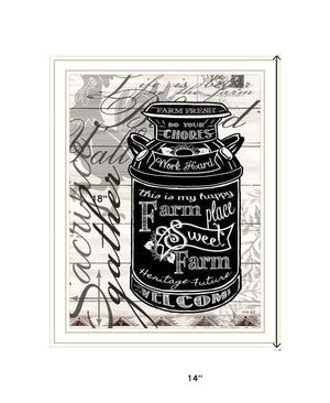 Homeroots Farm Sweet Farm Milk Can Wall Art Print - Rustic Framed Decor For Modern Farmhouse Style White Wood 529775