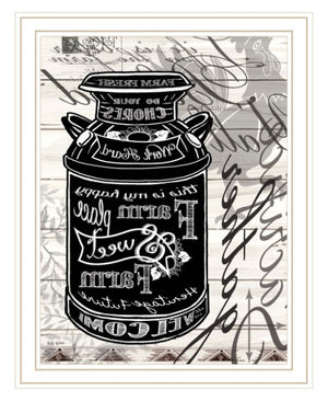 Homeroots Farm Sweet Farm Milk Can Wall Art Print - Rustic Framed Decor For Modern Farmhouse Style White Wood 529775