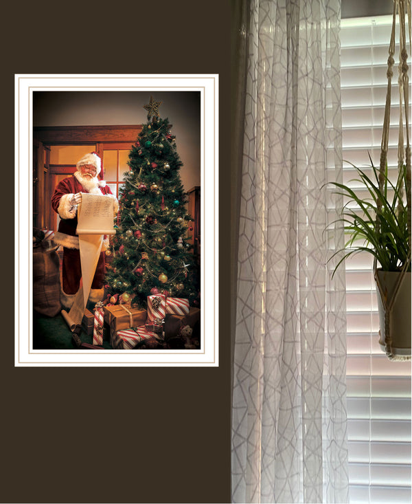 Homeroots Naughty Or Nice White Framed Print Wall Art White Wood 529794