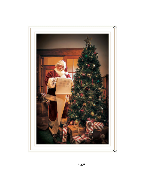 Homeroots Naughty Or Nice White Framed Print Wall Art White Wood 529794