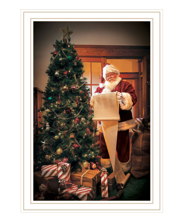 Homeroots Naughty Or Nice White Framed Print Wall Art White Wood 529794