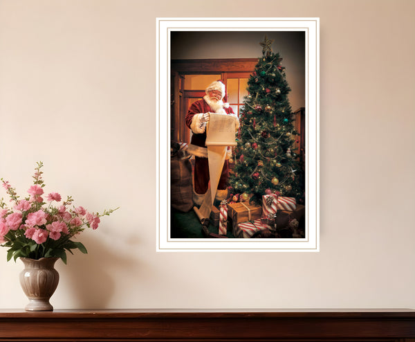 Homeroots Naughty Or Nice White Framed Print Wall Art White Wood 529794