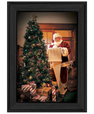 Homeroots Naughty Or Nice Black Framed Print Wall Art Charcoal Wood 529795