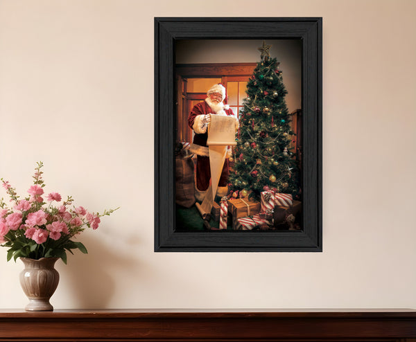 Homeroots Naughty Or Nice Black Framed Print Wall Art Charcoal Wood 529795