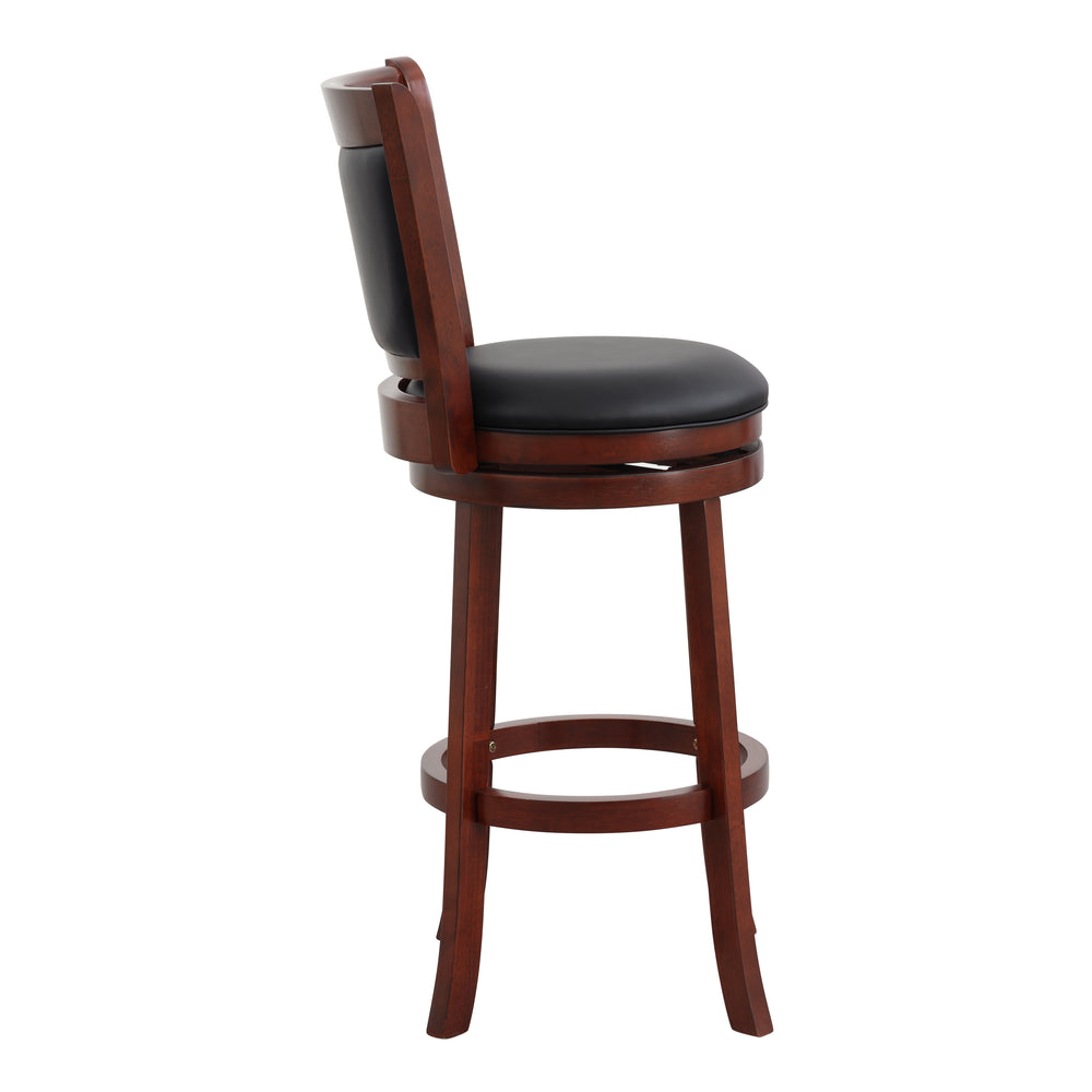 English Elm Comfortable Swivel Pub Height Chair - Dark Cherry Faux Leather, Solid Wood, 360° Ergonomic Design B011P238916