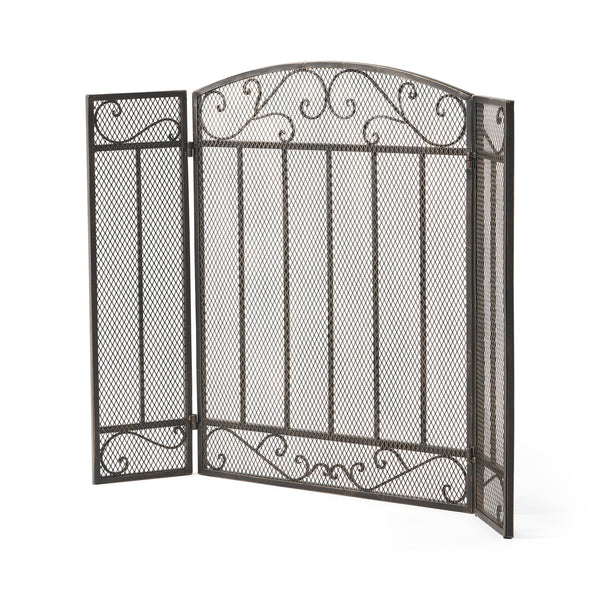 English Elm Christopher Knight Home® - FIRE Decorative Iron Fireplace Screen with Durable Mesh Shield and Classic Curved Frame for Safety and Style Black+Gold 65184.00