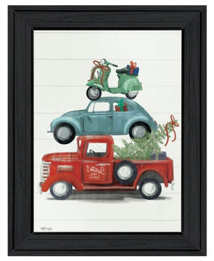 Homeroots Holiday Travels Black Framed Print Wall Art - Rustic Farmhouse Decor For Stylish Home Spaces  Wood 529814