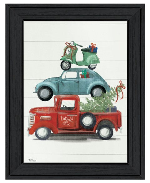 Homeroots Holiday Travels Black Framed Print Wall Art - Rustic Farmhouse Decor For Stylish Home Spaces  Wood 529814