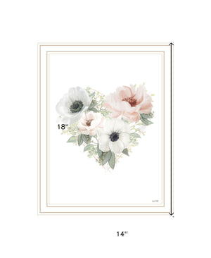 Homeroots Floral Heart White Framed Print - Rustic Farmhouse Wall Art For Chic Home Decor & Stylish Focal Point  Wood 529822