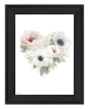 Homeroots Floral Heart Framed Print Wall Art - Stylish Rustic Decor To Elevate Your Home's Aesthetic Today! Charcoal Wood 529823