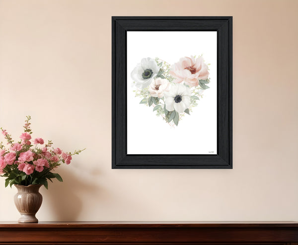 Homeroots Floral Heart Framed Print Wall Art - Stylish Rustic Decor To Elevate Your Home's Aesthetic Today! Charcoal Wood 529823