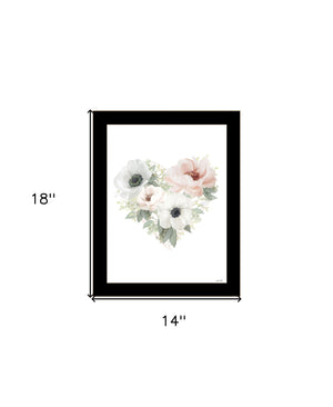 Homeroots Floral Heart Framed Print Wall Art - Stylish Rustic Decor To Elevate Your Home's Aesthetic Today! Black Wood 529824