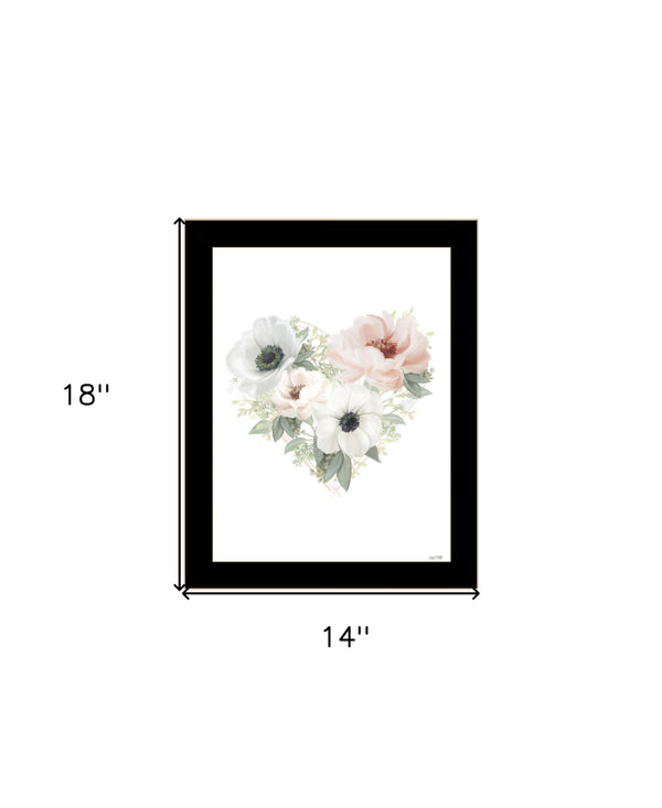 Homeroots Floral Heart Framed Print Wall Art - Stylish Rustic Decor To Elevate Your Home's Aesthetic Today! Black Wood 529824