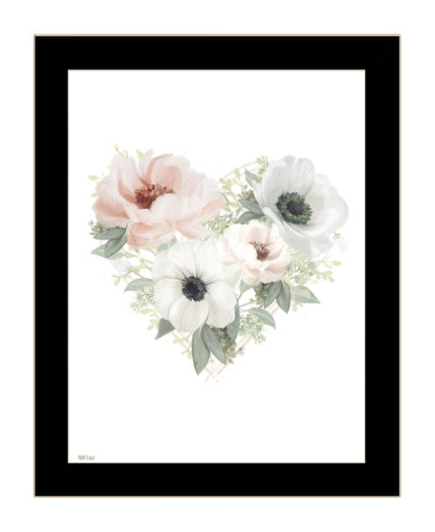 Homeroots Floral Heart Framed Print Wall Art - Stylish Rustic Decor To Elevate Your Home's Aesthetic Today! Black Wood 529824