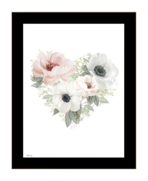 Homeroots Floral Heart Framed Print Wall Art - Stylish Rustic Decor To Elevate Your Home's Aesthetic Today! Black Wood 529824
