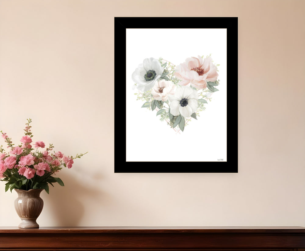 Homeroots Floral Heart Framed Print Wall Art - Stylish Rustic Decor To Elevate Your Home's Aesthetic Today! Black Wood 529824