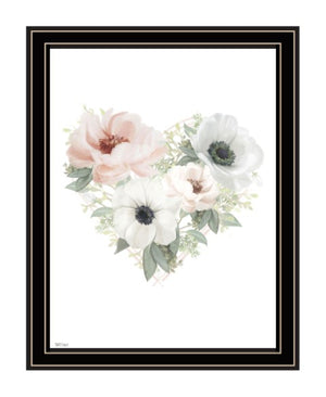 Homeroots Floral Heart Framed Print Wall Art - Stylish Rustic Decor To Elevate Your Home's Aesthetic Today! Black And Gold Wood 529825