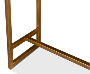 Sarreid Shagreen Gold & Gray Console Table - Elegant 3-drawer Design In Antique Gold & Grey Leather Finish   52982