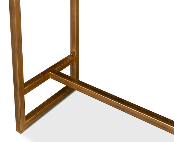 Sarreid Shagreen Gold & Gray Console Table - Elegant 3-drawer Design In Antique Gold & Grey Leather Finish   52982