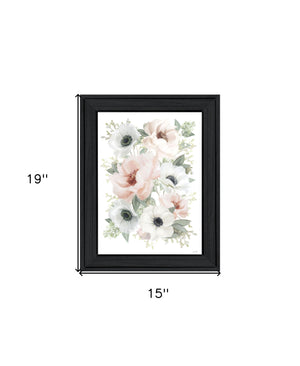 Homeroots Peony Floral Block Black Framed Print Wall Art - Rustic Modern Decor For Stylish Home Accents  Wood 529830
