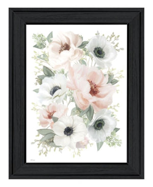 Homeroots Peony Floral Block Black Framed Print Wall Art - Rustic Modern Decor For Stylish Home Accents  Wood 529830