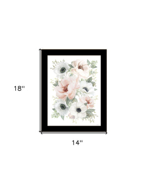Homeroots Peony Floral Block Framed Print Wall Art - Rustic Chic Decor For Modern Farmhouse Style Spaces Black Wood 529831