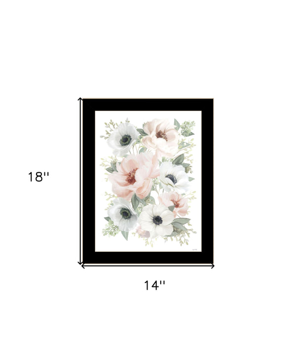 Homeroots Peony Floral Block Framed Print Wall Art - Rustic Chic Decor For Modern Farmhouse Style Spaces Black Wood 529831