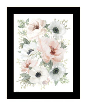 Homeroots Peony Floral Block Framed Print Wall Art - Rustic Chic Decor For Modern Farmhouse Style Spaces Black Wood 529831
