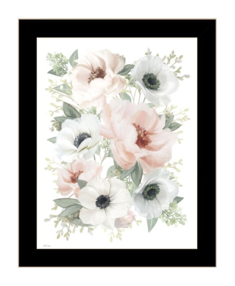 Homeroots Peony Floral Block Framed Print Wall Art - Rustic Chic Decor For Modern Farmhouse Style Spaces Black Wood 529831