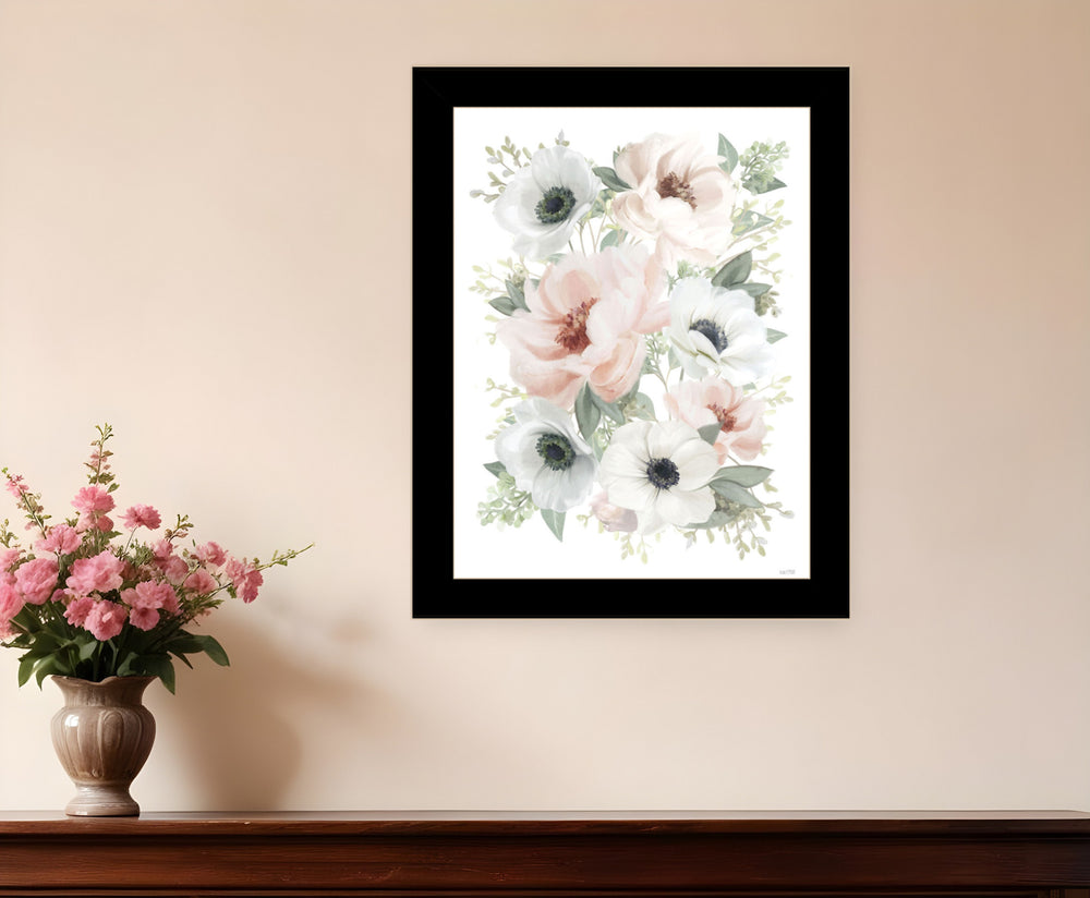 Homeroots Peony Floral Block Framed Print Wall Art - Rustic Chic Decor For Modern Farmhouse Style Spaces Black Wood 529831
