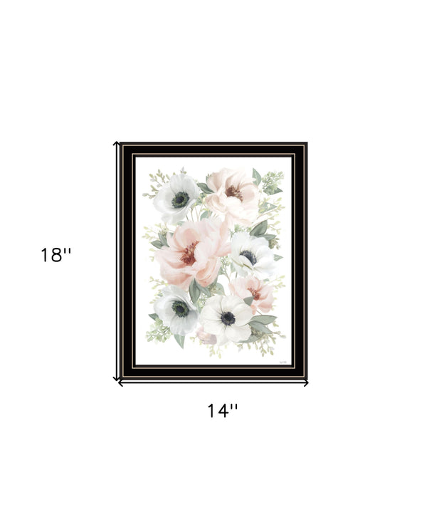 Homeroots Peony Floral Block Framed Print Wall Art - Rustic Chic Decor For Modern Farmhouse Style Spaces Black And Gold Wood 529832