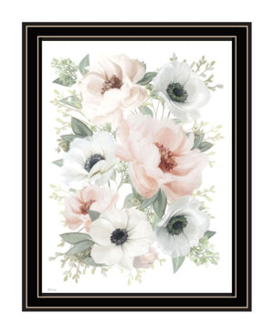 Homeroots Peony Floral Block Framed Print Wall Art - Rustic Chic Decor For Modern Farmhouse Style Spaces Black And Gold Wood 529832